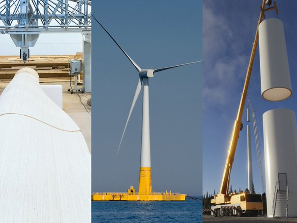 Une technologie disruptive ! Impliquant des g&eacute;n&eacute;rateurs d&rsquo;&eacute;oliennes, des tours, des pales et des fondations flottantes.